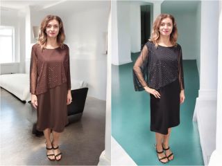 Elegantné šaty, ktoré krásne lichotia postave a zároveň zakryjú nedostatky. Jemné trblietky na tyle dodajú šatám šmrnc....